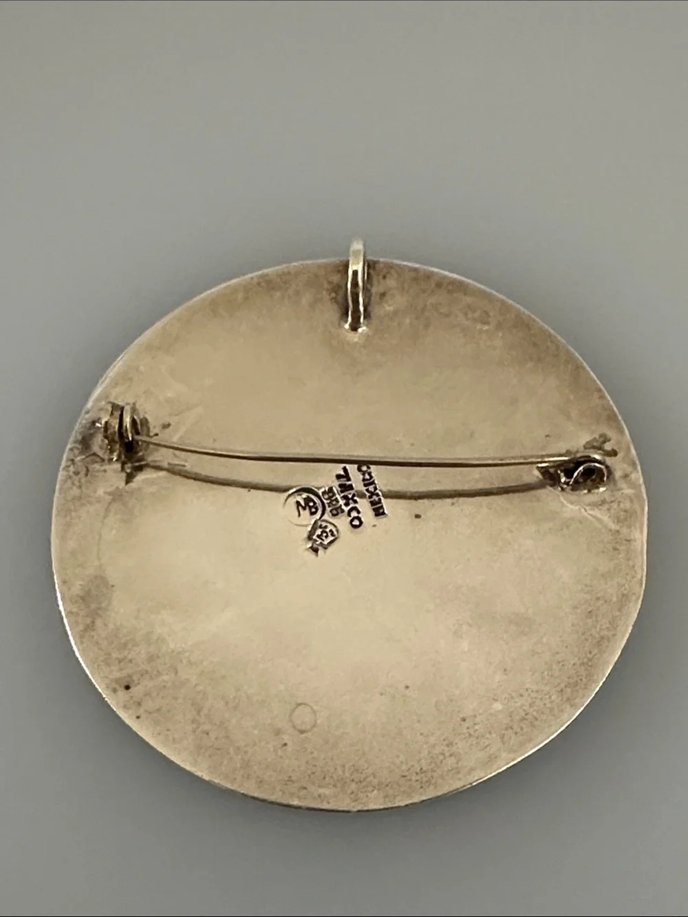 925 Sterling Silver Taxco Round Medallion Pendant and Brooch​